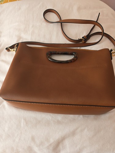 Brown leather handbag with - brown,