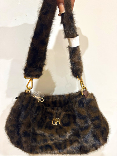 Brown faux fur leopard - brown,